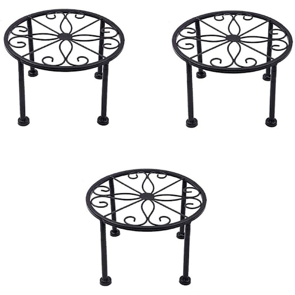3-pack Rostfri Växtställning, Halksäker och Stabil Krukställ för Inomhus och Utomhus, Dispenser för