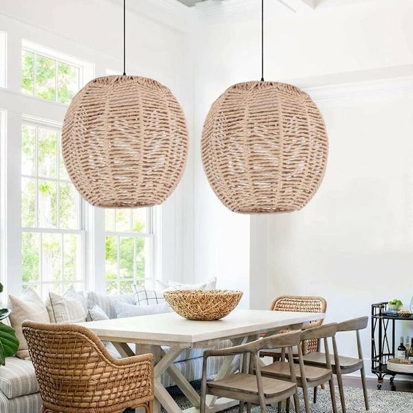 Rattan Lamp Cover Lighting Hand-Woven Chandelier Retro Lampshade Home Lampshade Decorative Chandelier