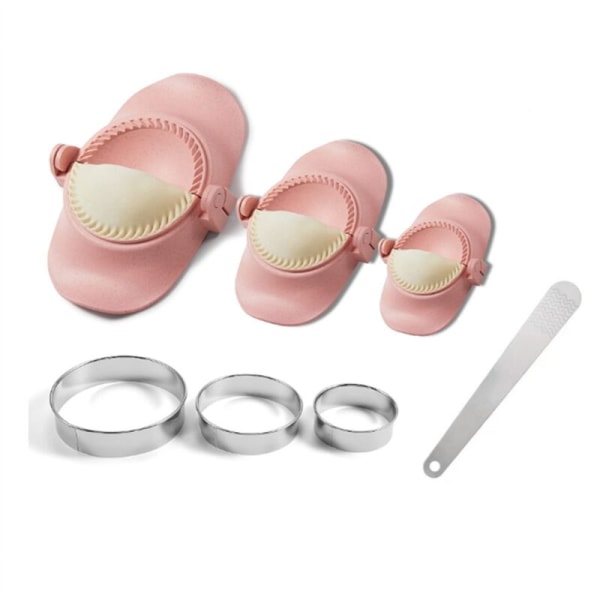Dumpling Maker, Empanadas Press Mold Maker Set med Deigkutter, Dumpling Mold Set og Cutter for Pierogi, (Rosa)
