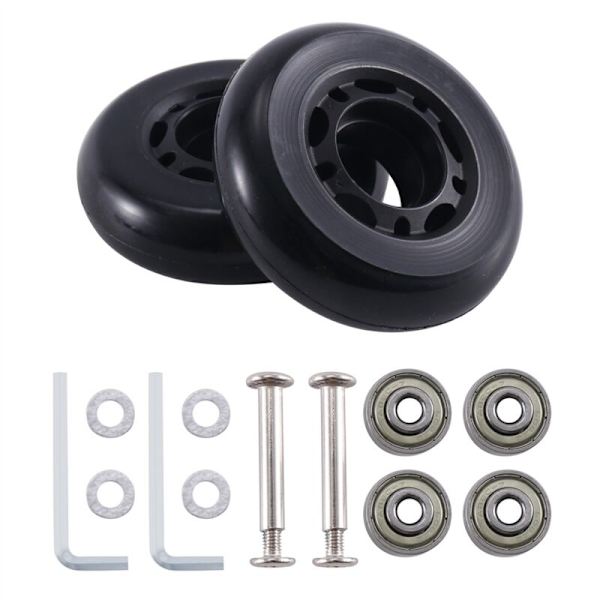 63mm X 18mm Bagagekuffert Hjul Udskiftningssæt Par Universal Miljøvenlig Polyurethan Bagagereparation Sort