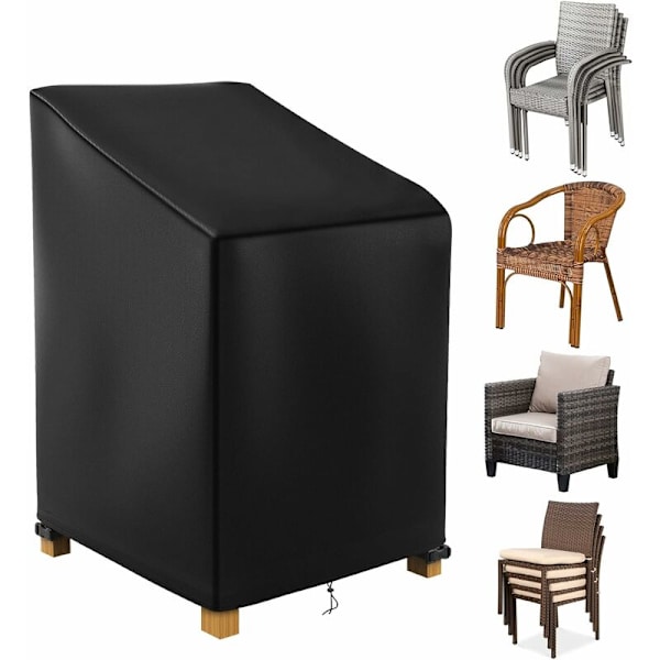 Stable Stakbare Have-Stolbetræk 70x 70x 85/125cm, 420D Oxford Vandtæt Udendørs Stolbetræk, Husbeskyttelse Have-Stol, Have-Stolbetræk, Nero