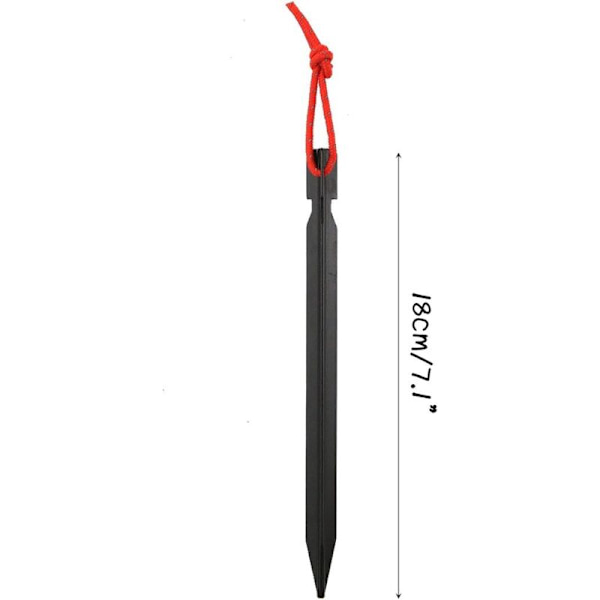 10 stk. Teltspænder Fastgørelsespløkke Jordspyd Camping Sandspyd 18 cm Aluminiumspyd med Reflekterende Snor I-SORT