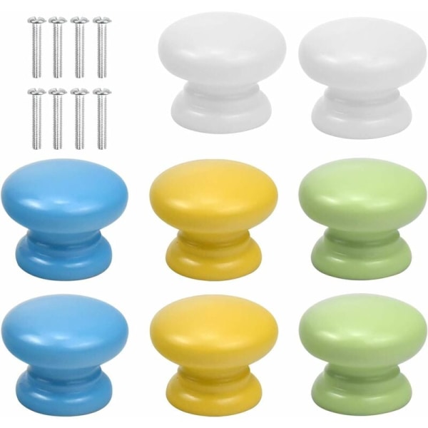 pcs colorful cabinet door knobs with screws, round wooden door knobs, cabinet knobs 33mm furniture knobs