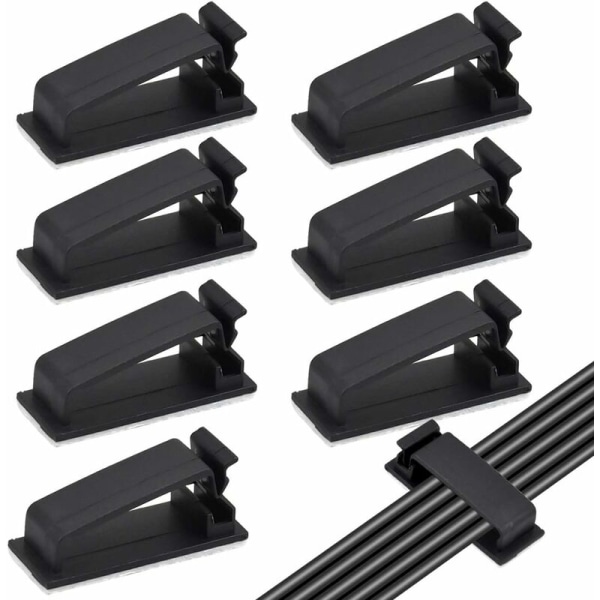 50PCS Black Adhesive Cable Clips, Cable Tidy, Cable Management for Electrical Wire Organizer for Ethernet Cables TV, Charger, Car, PC, Office, Home,