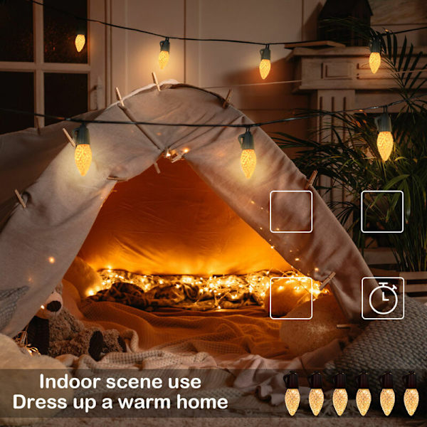 Utomhusljusgirlang 15M 20 LED Guinguette Girlang Vattentät IP65 Utomhus Inomhus Ljusgirlang Dekoration Jul Födelsedag Bröllop Fest Patio G