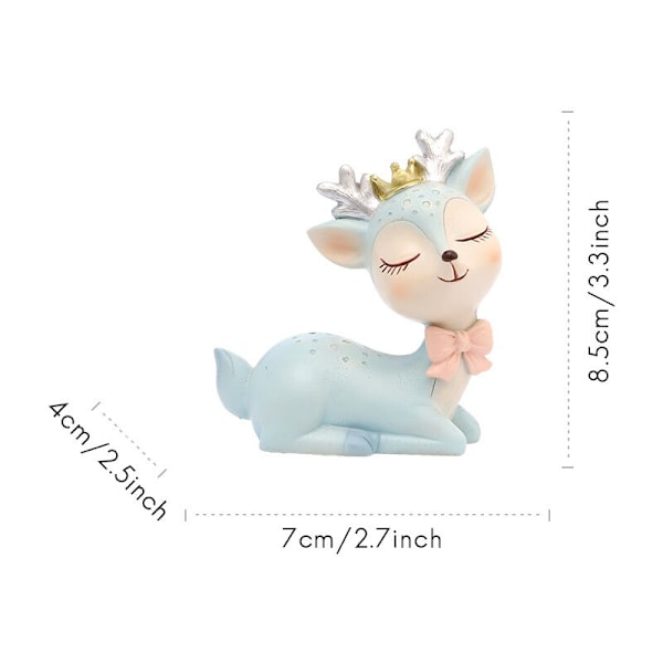 Harpiks Hjorte Havebil Kage Topper Miniature Dyr Figur Fairy Ornament Håndværk til Fødselsdag Bryllup (Blå)