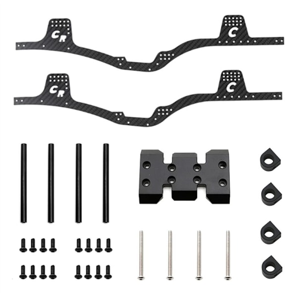 LCG Fiber Chassis Ramme Kit Skinne Skid Plate Kropp Post Mount for Axial SCX10 1/10 RC Crawler Bildeler, Svart