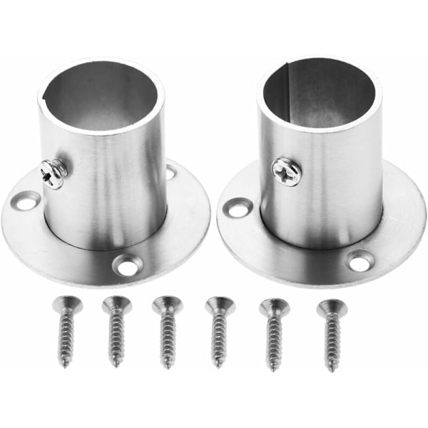 2 stk. støtter med stropp for garderobestang i rustfritt stål, 19 mm
