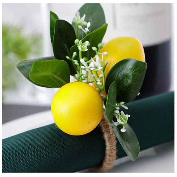 Citron Servietringe Sæt med 6 Citron Vinstok Serviet Holdere til Spisebord Dekoration Banket Bryllup Fødselsdag Jul B