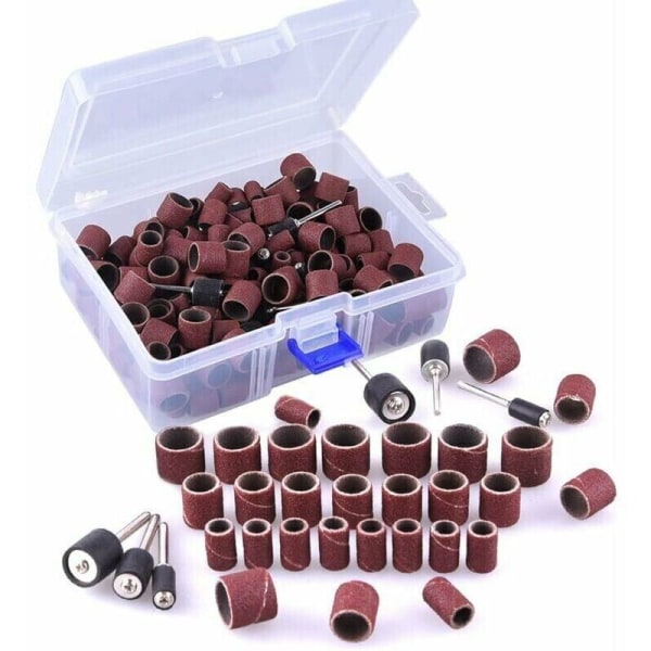 252 Pieces Sanding Drum with Free Box, Including 240 Pieces Sanding Bands and 12 Pieces Drum Mandrel for Dremel Rotary Tools