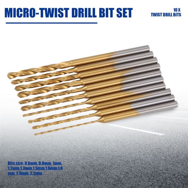 -Twist Bor Sæt - 10Pcs 0.6Mm-2.2Mm Tiny Bor 2.35 HSS Mini Bor Bits Hul Boreværktøj