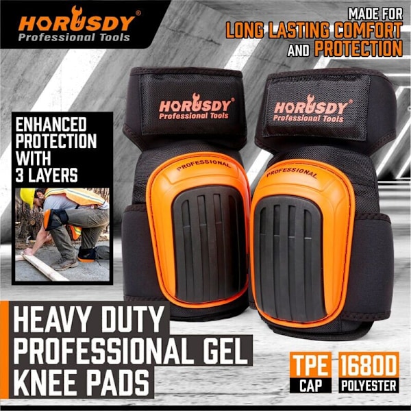 Kneepads med EVA-skumfôring, komfortabel gelpute og justerbare stropper for arbeid, hagearbeid, rengjøring, gulvbelegg, flislegging og bygging