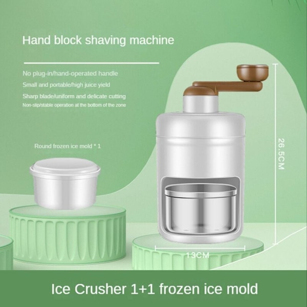 Manuell ismaskin Smoothies med 1 ismaskrossform Ismaskin Maskin för köksredskap Isblender