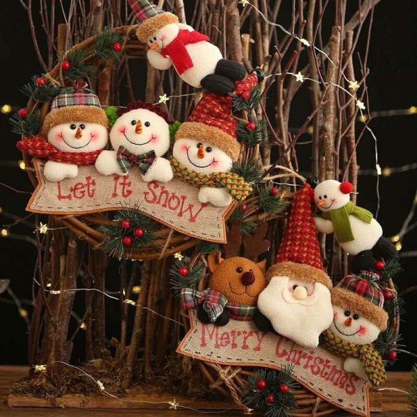 Julkrans för ytterdörr, nya juldekorationer, konstgjord blomstergirlang, rottingkrans, snögubbe/älghänge, juldekoration, för