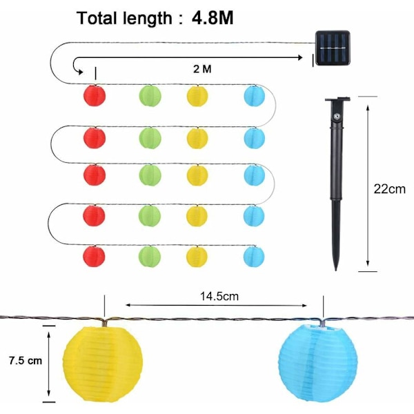 Solcellsdriven LED-lykta, ALED LIGHT 20 LED IP65 Vattentät LED-ljusslinga Lykta LED Solcellslampa Inomhus och Utomhus för Trädgård Julfest (Re