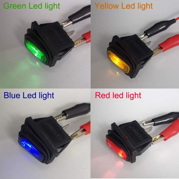 4 st 12V-24VDC/20A KCD3 Vattentät Vippströmbrytare med LED-indikator, 3-polig SPST PÅ-AV Triangelbrytare för Bil Lastbil Motorcykel Båt (12 st W