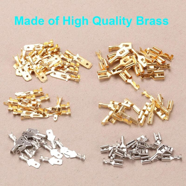 150 stk 2.8mm 4.8mm 6.3mm Wire Connector Spade 3.9mm Bullet Connectors Kit Hunn og Hunn Rask Wire Splice Crimp Terminal Block for DIY Elektrisk