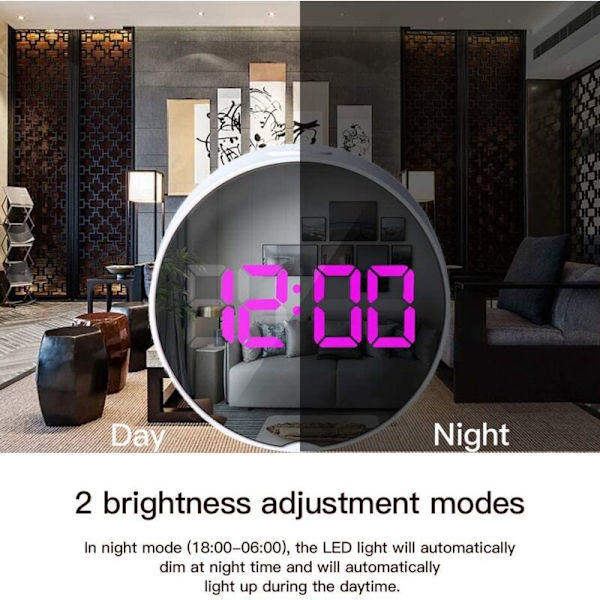 LED Digital Väckarklocka USB Elektrisk Sängbordsklocka med Temperatur Snooze 12/24 Timmar för Sovrum, Vit