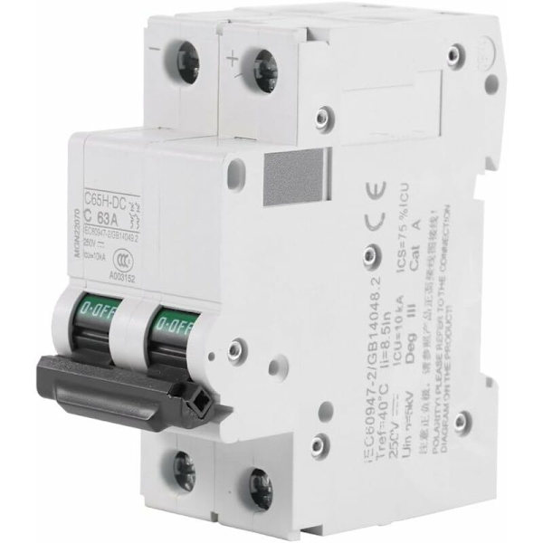 250V DC 2P Lavspændings Miniature Air Circuit Breaker Solenergi Afbryder 16A/63A(63A)