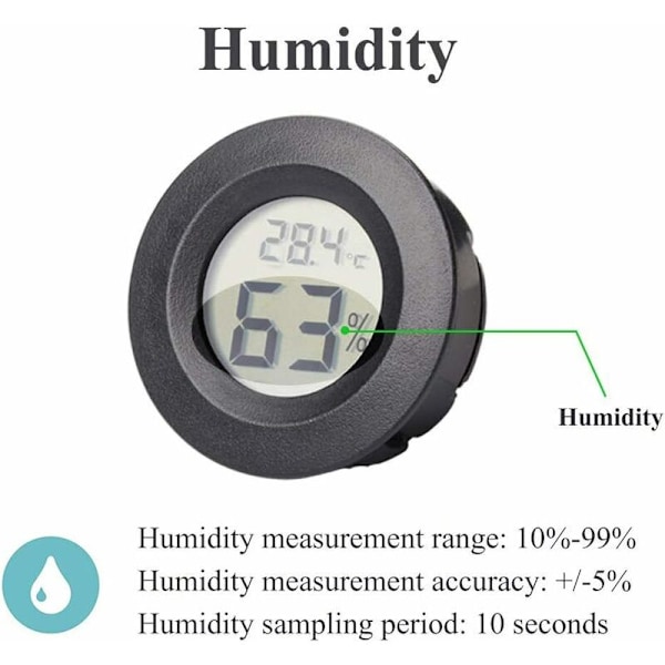 Mini Hygrometer, 4-pack Små Digitala Termometer Hygrometer Monitor Inomhus Utomhus Luftfuktighetsmätare Mätare för Bil Växthus Hem Källare Svart