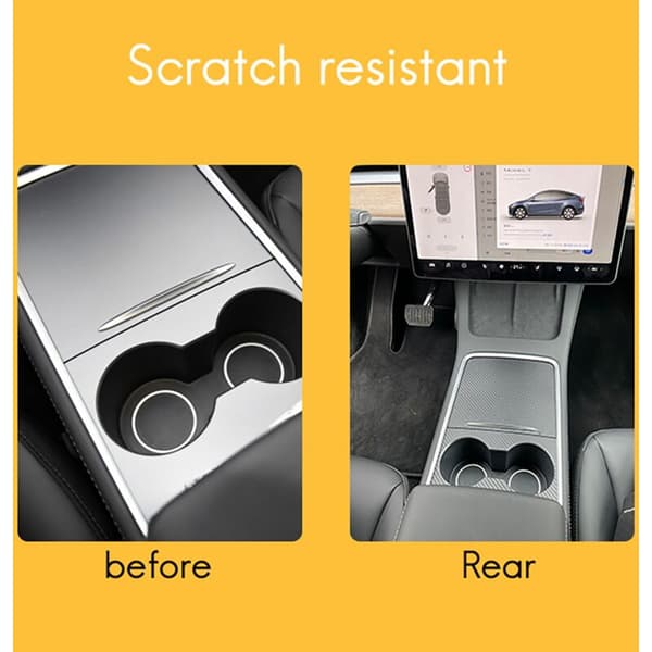 Til Model 3 y 2021 Center Console Cover Sticker Ægte Fiber Central Control Panel Patch Beskyttelse Blank
