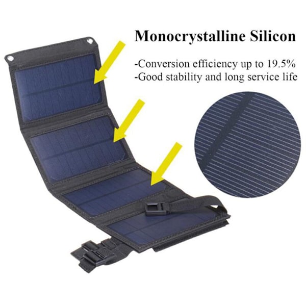 20W 5V Foldbar Solpanel Cellelader Udendørs Bærbar Foldbar Vandafvisende Solpanel Sæt til Telefonopladning (A)