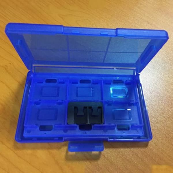 12-i-1 Plastskyddande spelkortförvaringslåda för Switch - Blå