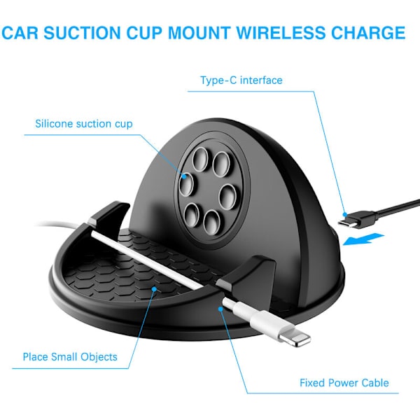 Trådløs Billader, Induktions Billader Holder til Telefon, 10W Hurtigopladning USBQC2.0/QC3.0 Indgang