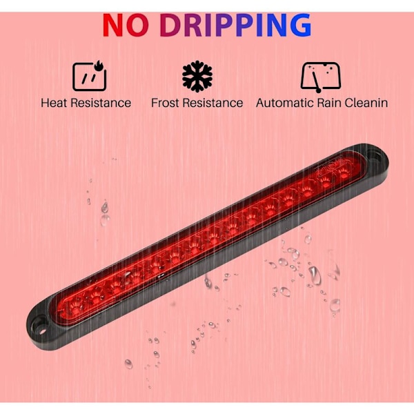 10 tommers RV lastebil tilhenger forseglet lyslist 15A LED tredje bremselys stripe rød