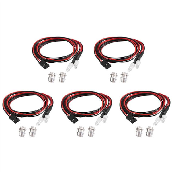 5 stk. 2 LED 5mm RC forlygter LED lys tilbehør til 1/10 drift modelbil, blå