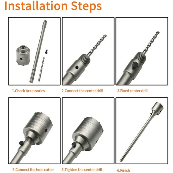 Betonghålssåg med SDS Plus-adapter 110 mm, för tegelbetongcementsten (100 mm + 110 mm SDS Plus-adapter)