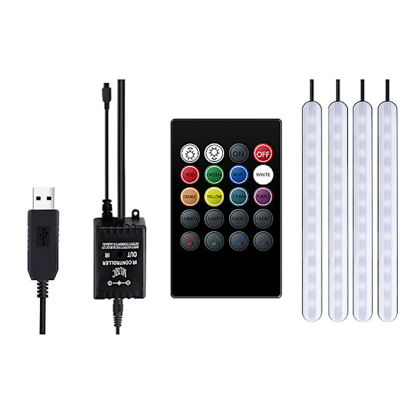 Auton tunnelmavalo Jalkatila Kaukosäädin Sisätilojen koristeellinen Ambient LED-nauhavalaisin (USB)