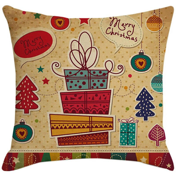 Jul Kvadratisk Kudde Dekor Kuddfodral Kuddfodral för Soffa Säte Bil 45X45 Cm