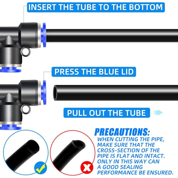 10 kpl Sininen 4 mm OD 3-tie Tee Push To Connect Liittimet (PE-4)