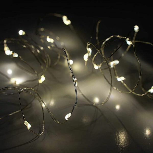 Batteridrevne Fe-lyskæder 2m Lysende Kobbertråd 20 Mini LED til Indendørs Miniature Girlandelys Soveværelse Spejl Glødetråd Miniature Gran Christma