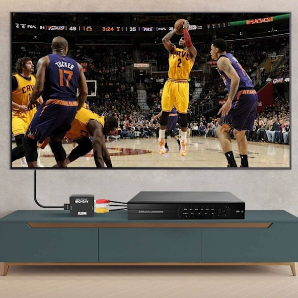 RCA-HDMI-sovitin, Mini AV - HDMI 1080P videomuunnin, tukee 3RCA-komposiittia USB-latauskaapelilla - PC Xbox PS3 PS2 TV STB VHS VCR DVD Came
