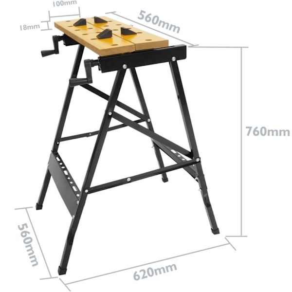 Taitettava työpenkki leukojen kanssa. Taitettava pöytä DIY-töihin. 100 kg