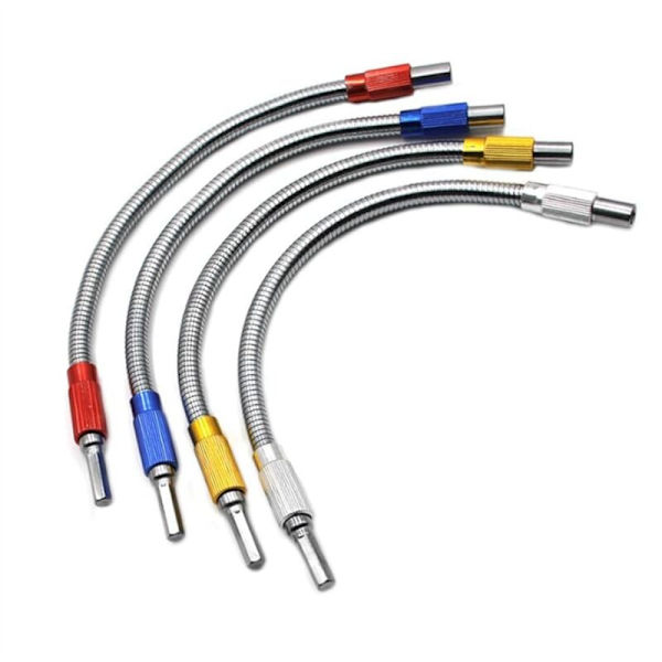 Universal fleksibel metall sekskant skaft forlengelsesbit holder, fleksibel borforlengelse, (4 stk, 4 farger)