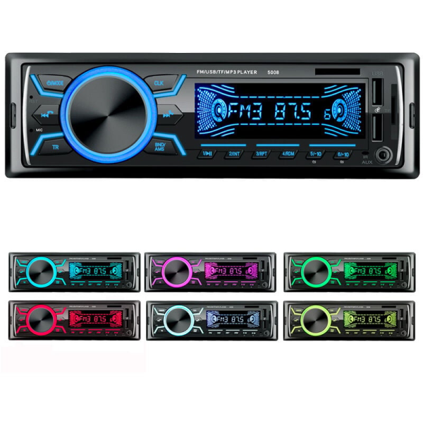 Bilradio Bluetooth Bilradio, 1Din Bilradio, 4x60W Bilradio 7 Färger FM Stereo Radio USB/SD/AUX/EQ/MP3-spelare Pioneer Bilradio-