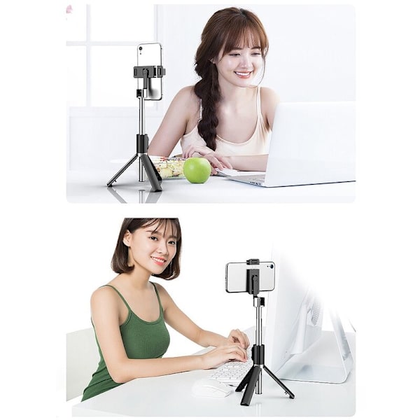 3 i 1 Udtrækkelig Monopod Bluetooth Selfie Stick Mini Tripod med Universal Bluetooth Fjernbetjening til