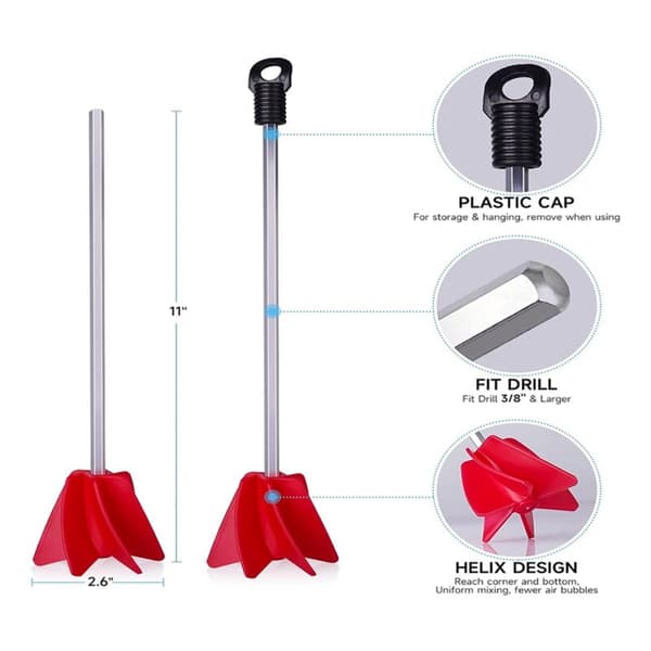Helix Resin Mixer for Drill, Blanding og Vedlegg Solid Drill, Fungerer med 3/8 Tommers Plus Drill Bits, Maleri