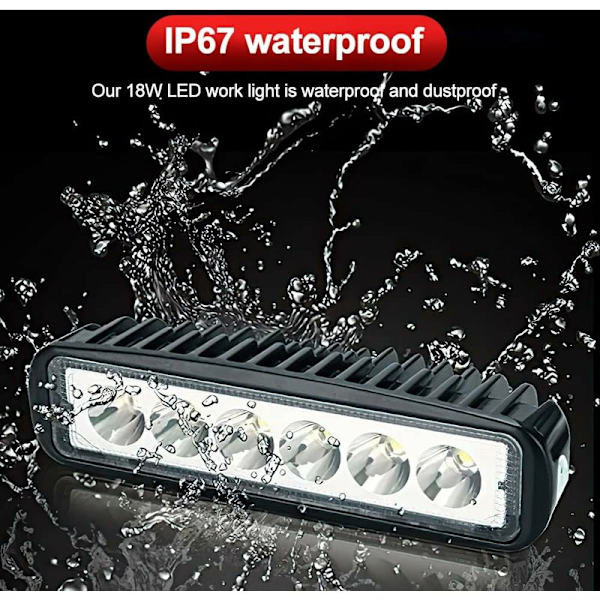 2 stk LED arbeidslys, 12V flomlys spotlight lang rekkevidde LED arbeidslys for motorsykkel bil lastebil traktor SUV båt (18W)