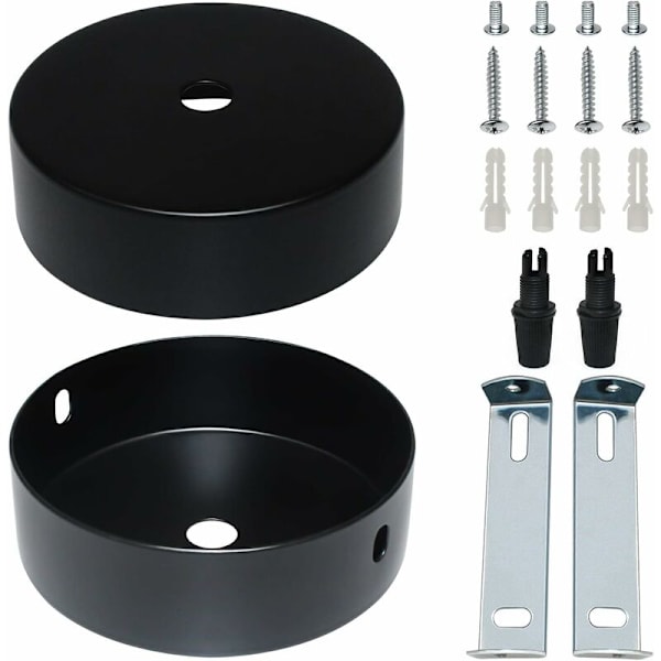 Kattokupu 80 x 20 mm Musta Kattokansi Johtosuoja Kattokruunuun Asennustarvikkeilla Kotiin Puutarhaan Ripustus- tai Kattokruunuun (2 kpl)