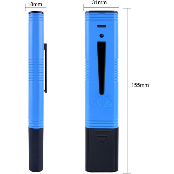Bærbar pH-testpen, Syre Meter, ph02 Testpen, pH-pen til Akvatisk Fiskekum, Vandkvalitetspen, Blå