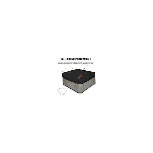 210D Firkantet Hot Tub Dæksel Heavy Duty Vandtæt - UV Beskyttelse - 220 x 220 x 90cm (L x B x H) - Sort-DENUOTOP