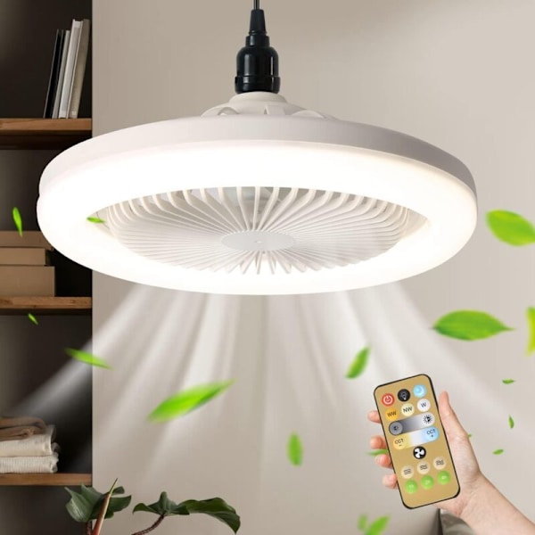 Taklampa med fläkt 30W, inbyggda lampor E27, fjärrkontroll, sovrum, vardagsrum, strömbrytare, hemlampa A