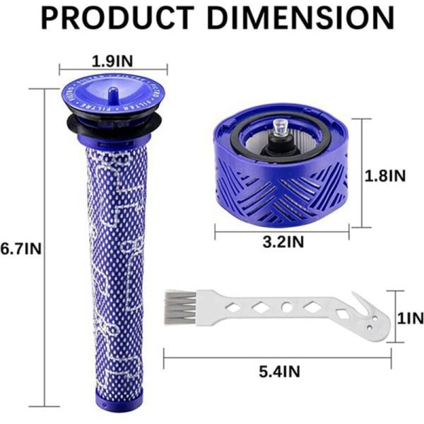 Filter Udskiftning til Dyson V6 Absolute Total Clean Støvsuger, Post og Pre-filtre, Dele 966741-01 og 965661-01