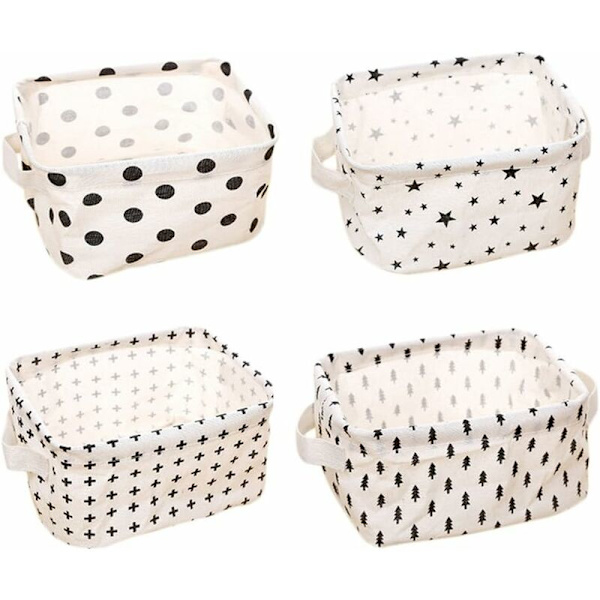Set med 4 små förvaringskorgar 20 x 17 x 12,5 cm för babysaker (pentagram, triangel, prickar, kors) -