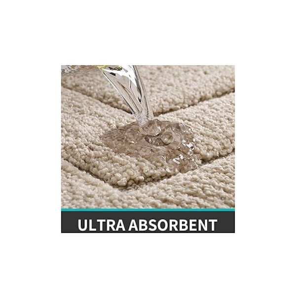 50 x 80 cm, Beige, Halksäker Badmatta, Mjuk Mikrofiber Badrumsmatta, Vattenabsorberande, Maskintvättbar, Extra Tjock Duschmatta för Badrum