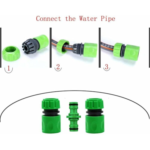 Haveconnector til haveslange, vandingsslangetilbehør (6 hurtige slangekoblinger, 3 dobbelt han-koblinger), hurtigt og nemt tilslutningskit.